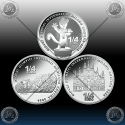 3 x 1/4 Evro ITALIJA 2025 (Winter Olympic Games 2026) UNC